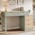 2026 NewTribesigns 39" Reversible Computer Desk with 5 Drawers, Wood Writing Desk for Home Office, Green