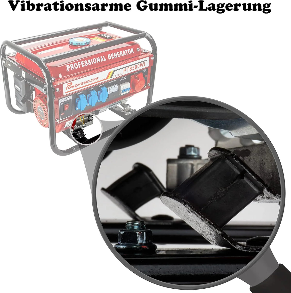 2026 Generador de corriente con gasolina | Accesorios incluidos | Grupo electrógeno silencioso | 5 enchufes 3 x 230 V / 1 x 400 V / 1 x 12 V | 6,5 CV