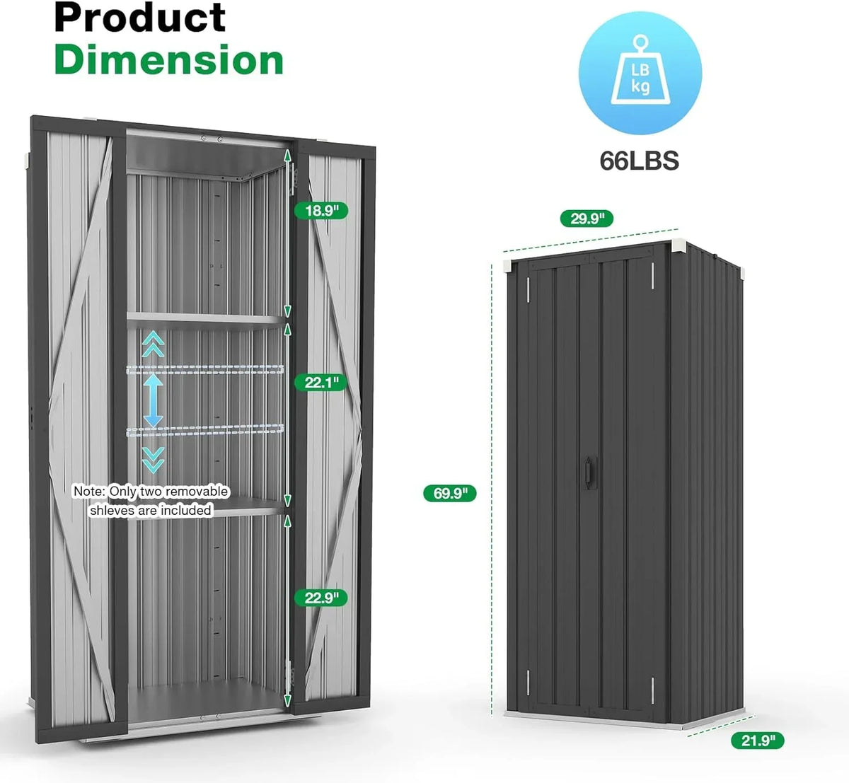 2026 NewAECOJOY Outdoor Storage Cabinet for Garden & Patio, a Metal Organizer with Doors and Shelves in Gray