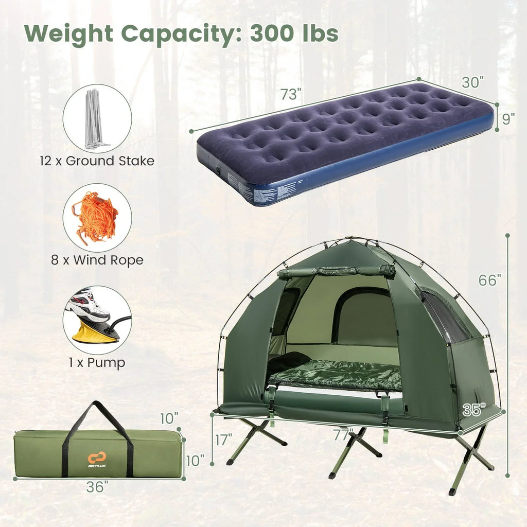 2026 NewGoplus 1-Person Waterproof Camping Tent Cot with Air Mattress, Pillow, Sleeping Bag