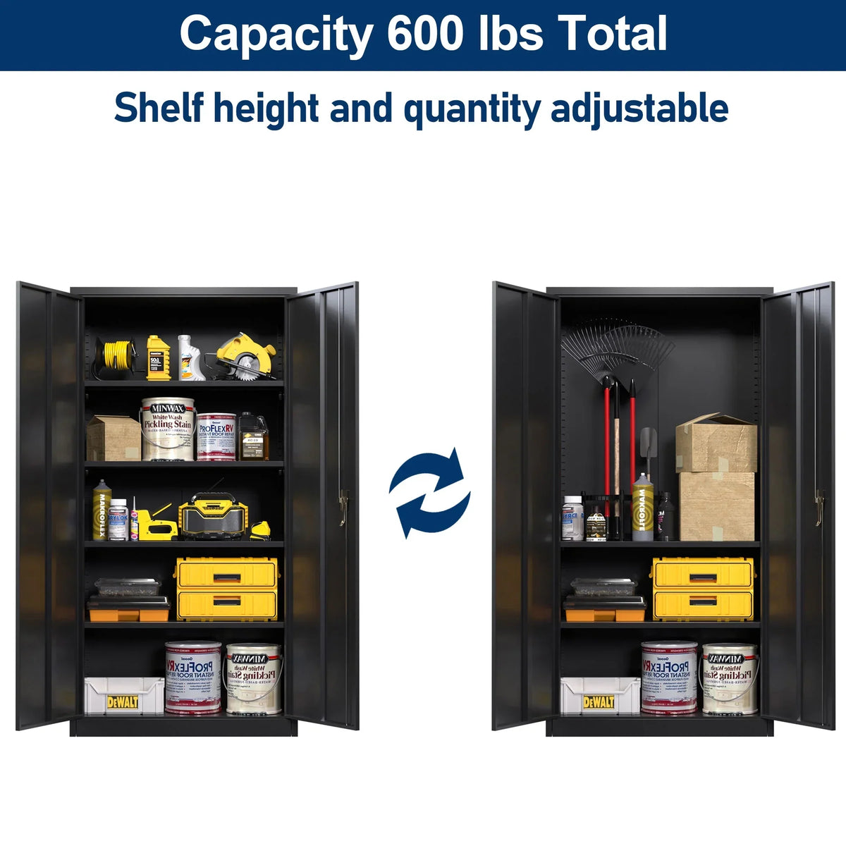 2026 NewAobabo 72 Inch Locking Storage Cabinet w/ Adjustable Shelves, Gray