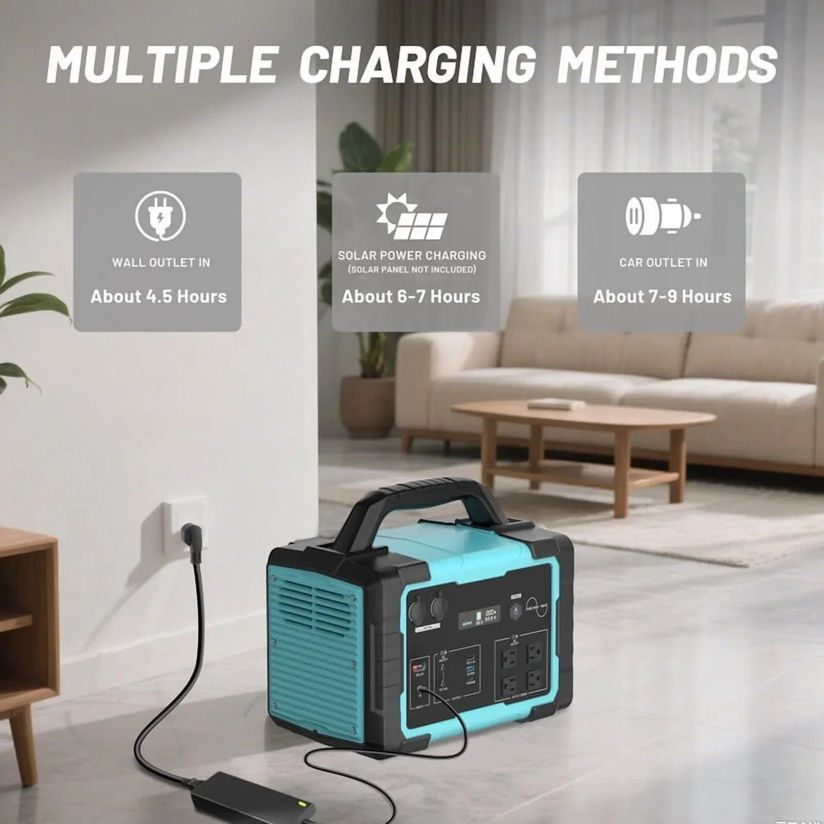 2026 New1000W Portable Solar Generator, 1024Wh LiFePO4 Battery Power Station with 100W Solar Panel, USB-C Power Bank for for Camping, Outdoor Travel, RV, and Home Emergency-Blue