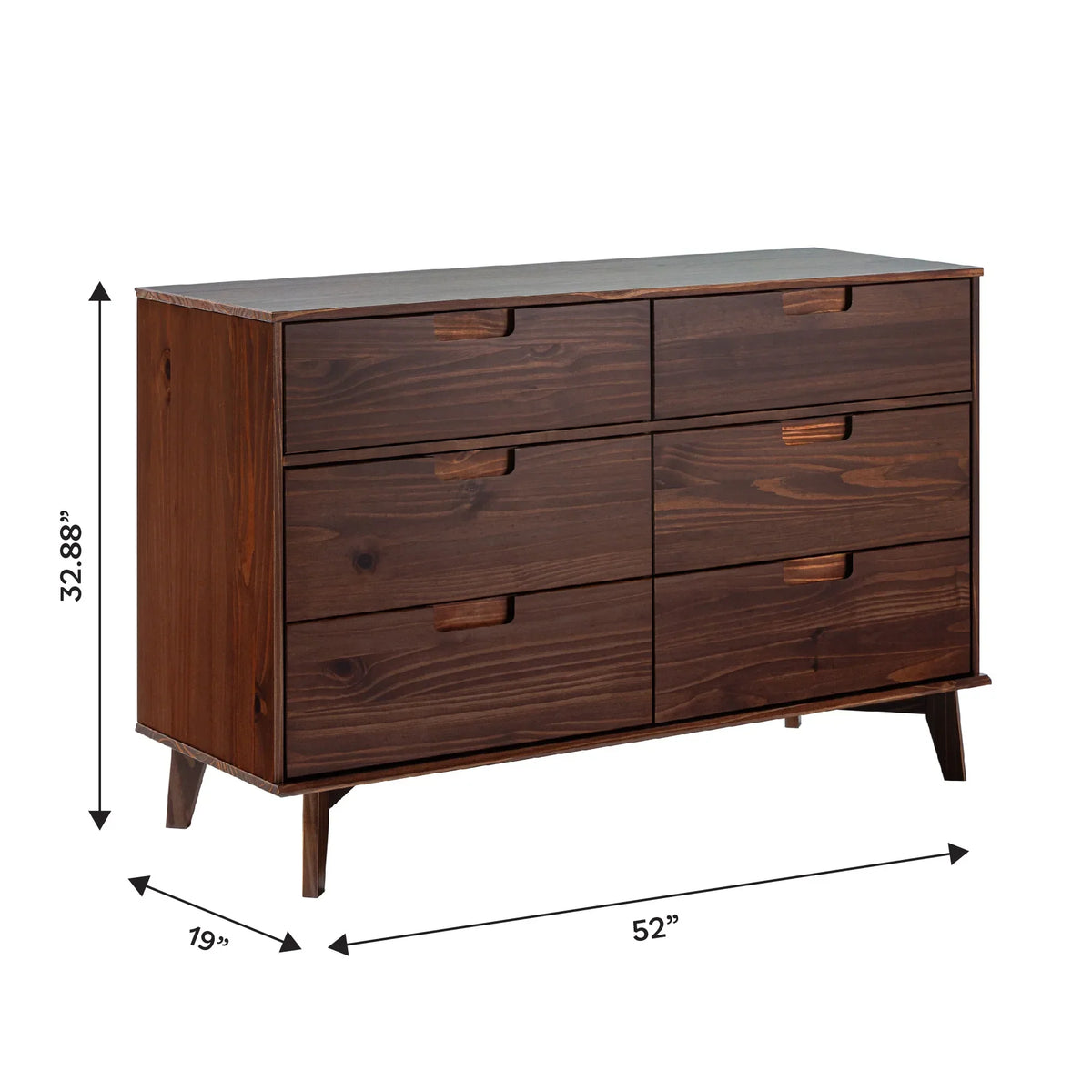 2026 NewWalker Edison Sonoma 6-Drawer Solid Wood Caramel Dresser