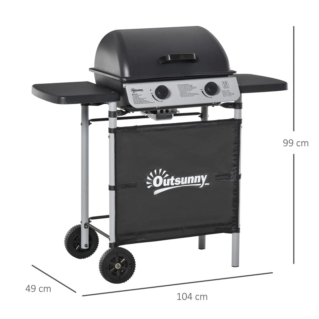 2026 Barbacoa De Gas Outsunny Acero Pp, 104x49x99 Cm, Negro