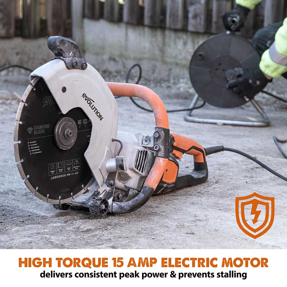 2026 NewEvolution R300DCT 12 in. Electric Concrete Cut-Off Saw, Disc Cutter with 12 in. Diamond Blade (D300SEG-CS2) Included