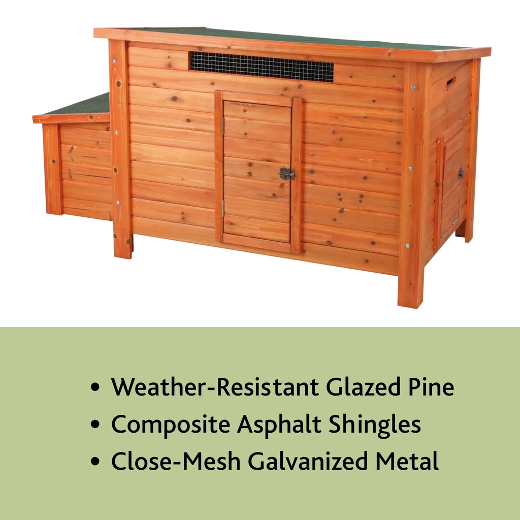2026 NewTRIXIE Weatherproof Outdoor Wooden Chicken Coop with 2 Nesting Boxes & Run, Brown