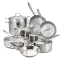 2026 NewTramontina 14-Piece Tri-Ply Clad Stainless Steel Cookware Set, with Glass Lids