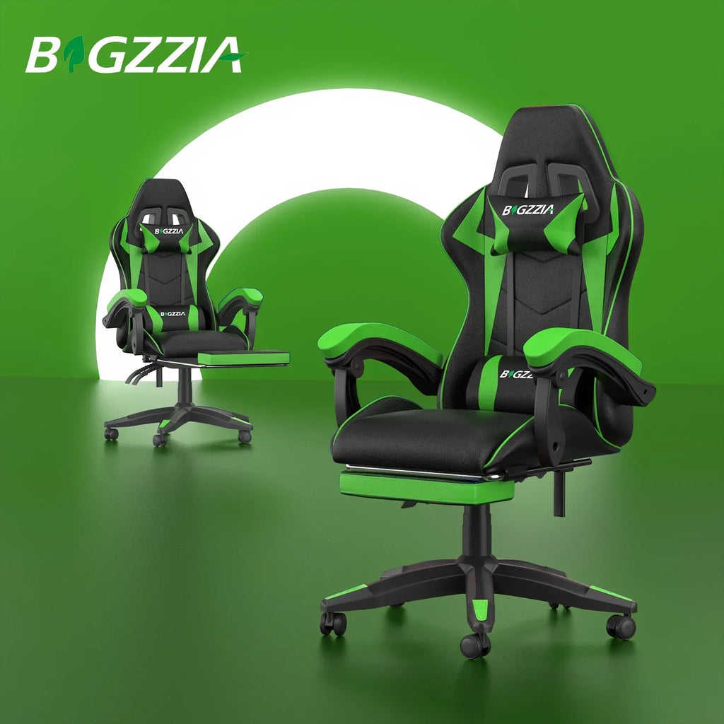 2026 NewBigzzia Gaming Chair Office Chair, Ergonomic Game Chair with Height Adjustable Headrest and Lumbar Support for Adults Teens, Black & White