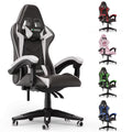 2026 NewBigzzia Gaming Chair Office Chair, Ergonomic Game Chair with Height Adjustable Headrest and Lumbar Support for Adults Teens, Black & White
