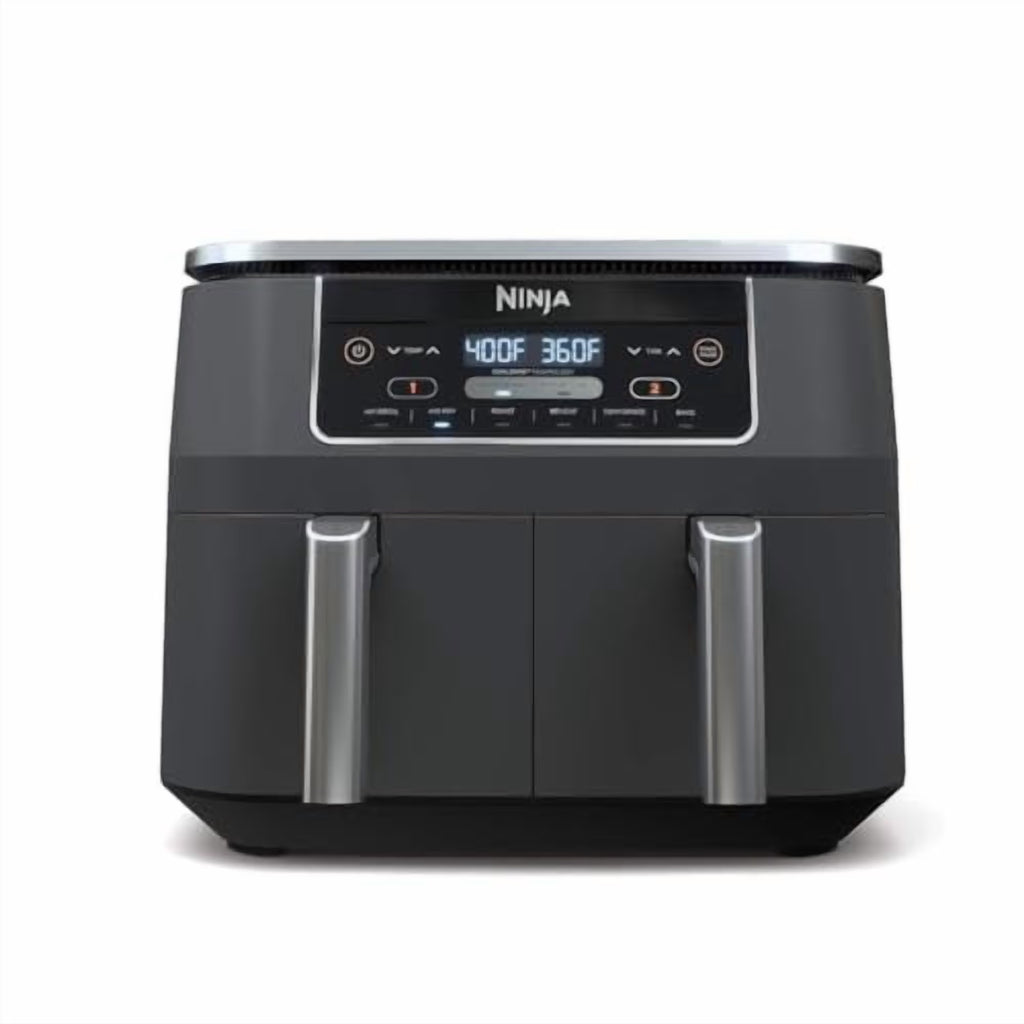 2026 NewNinja DZ201 Foodi 8 Quart 6-in-1 DualZone 2-Basket Air Fryer with 2 Independent Frying Baskets, Match Cook & Smart Finish to Roast, Broil, Dehydrate & More for Quick, Easy Meals, Grey
