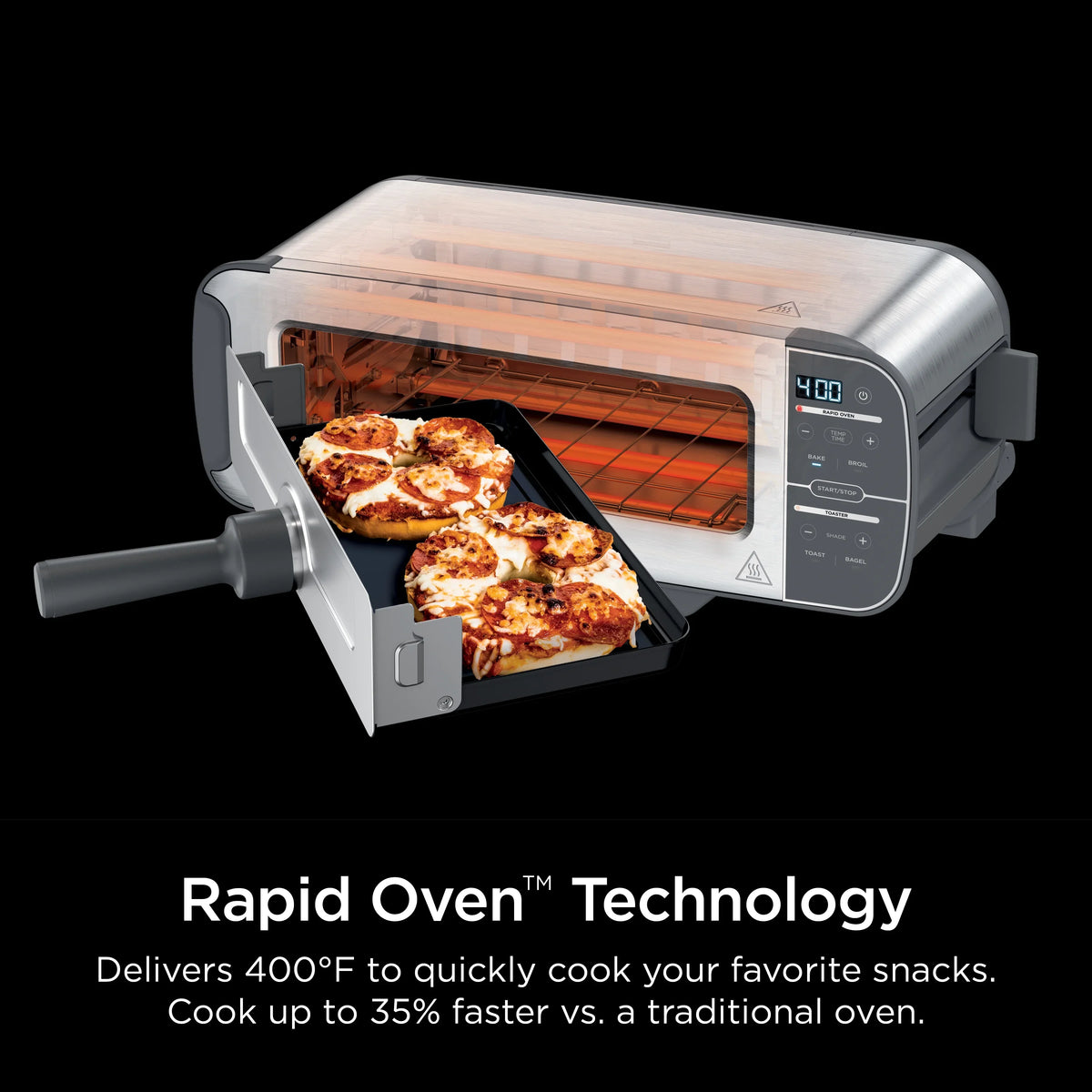 2026 NewNinja Foodi 2-in-1 Flip Toaster, 2-Slice Toaster, Compact Toaster Oven, Snack Maker, 1500 Watts, ST100