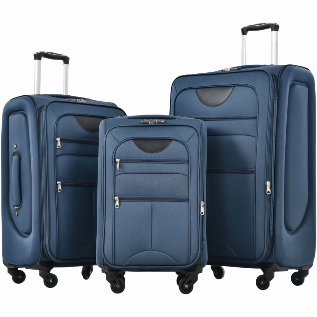 2026 NewSoftside Luggage Expandable 3 Piece Set Suitcase Upright Spinner Softshell Lightweight Luggage Travel Set