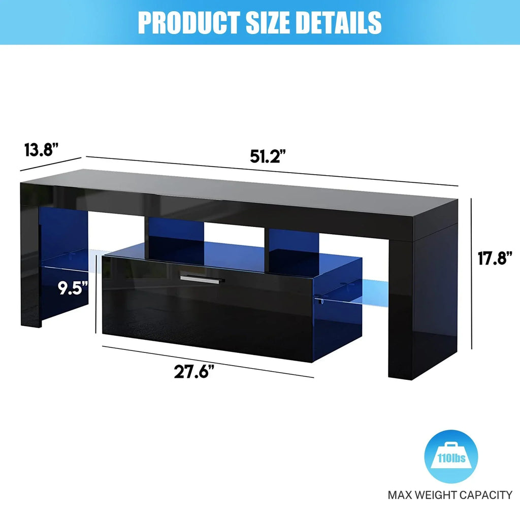 2026 NewPAPROOS TV Stand for TVs up to 70", High Gloss TV Cabinet with LED Light, Modern TV Console Table with Storage Drawers, Media Television Stand Entertainment Center, White