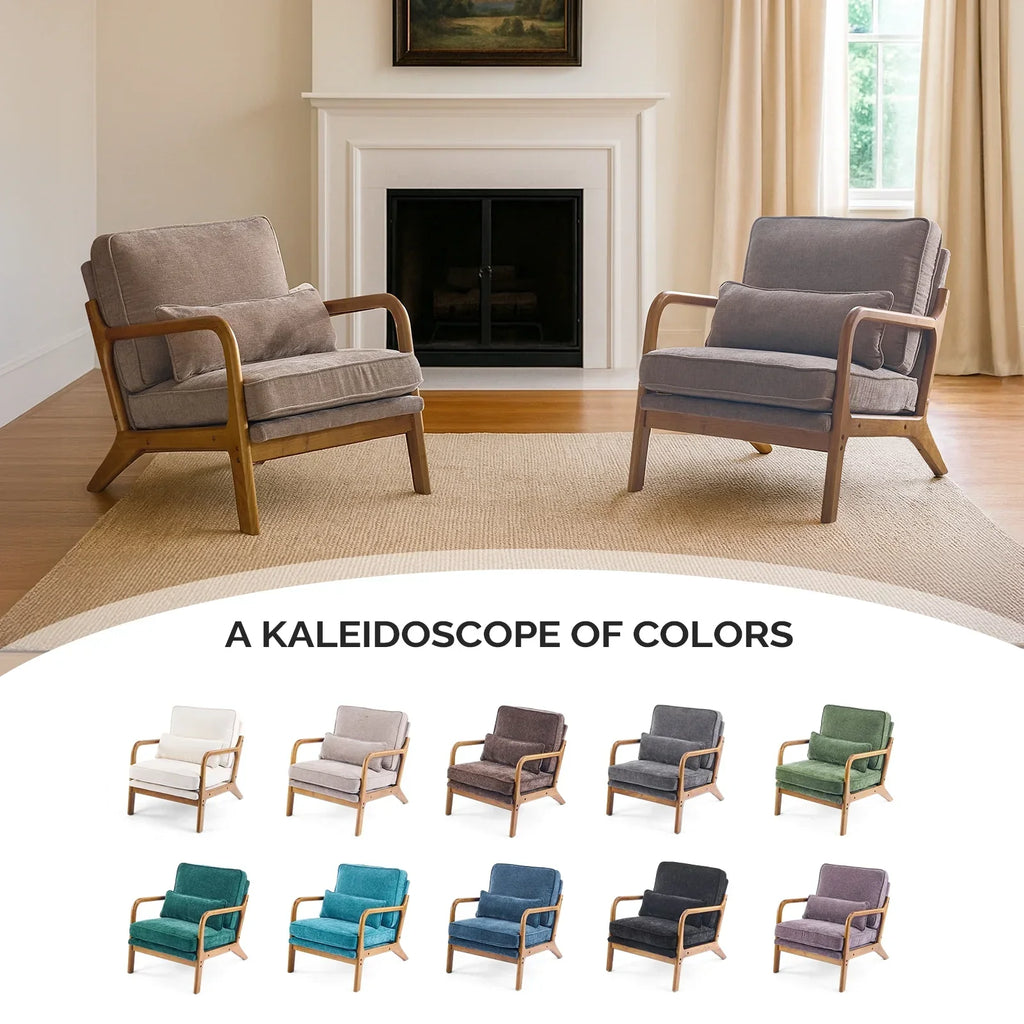 2026 NewKtaxon Accent Chair Corduroy Upholstered Armchair, Reading Club Chair with Pillow and Solid Wood Frame for Living Room Bedroom Furniture Off White