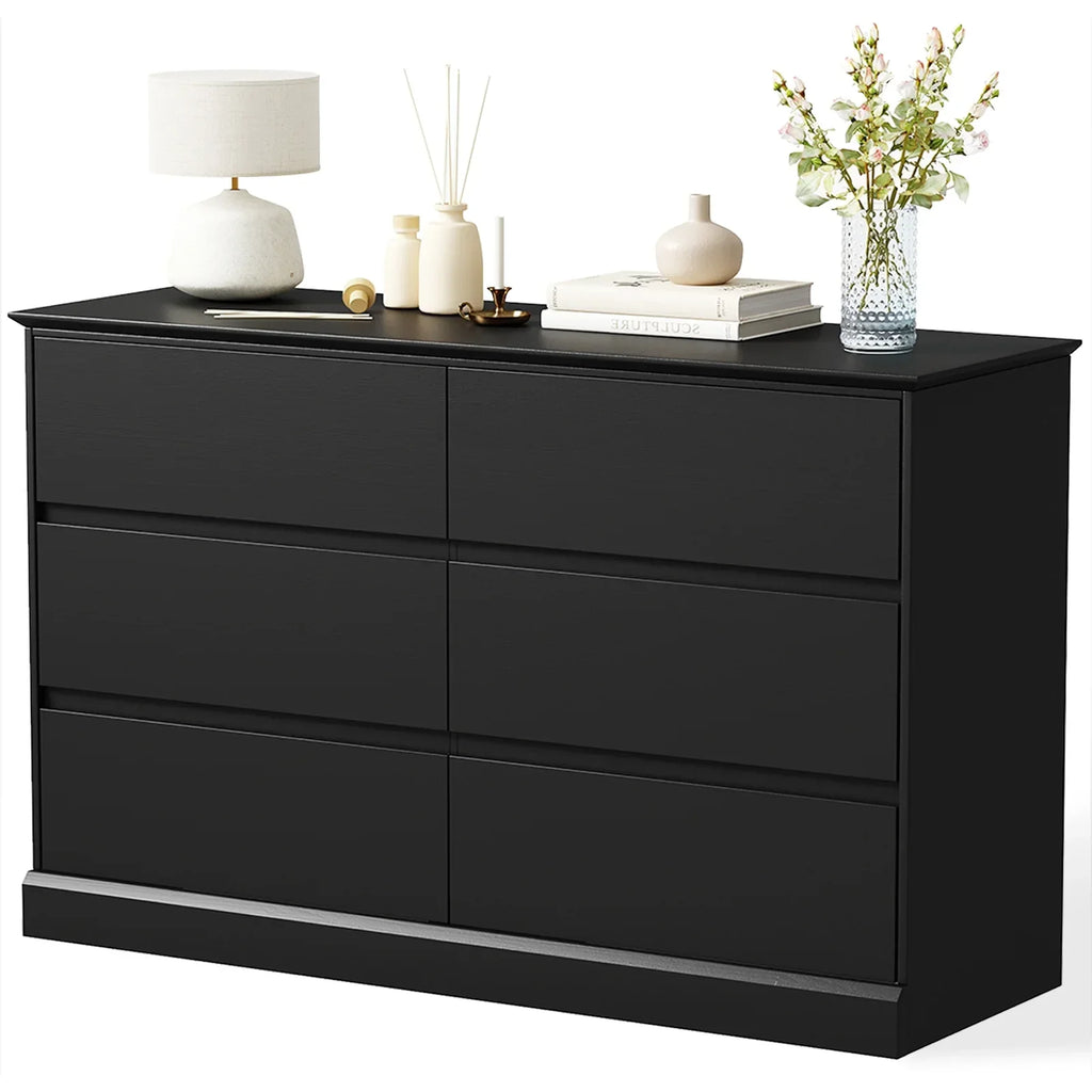 2026 NewWhite Dressers Bedroom Dresser 6 Drawer Storage Chest of Drawers Double Dresser Storage Side Cabinet Room Furniture for Bedroom Living Room