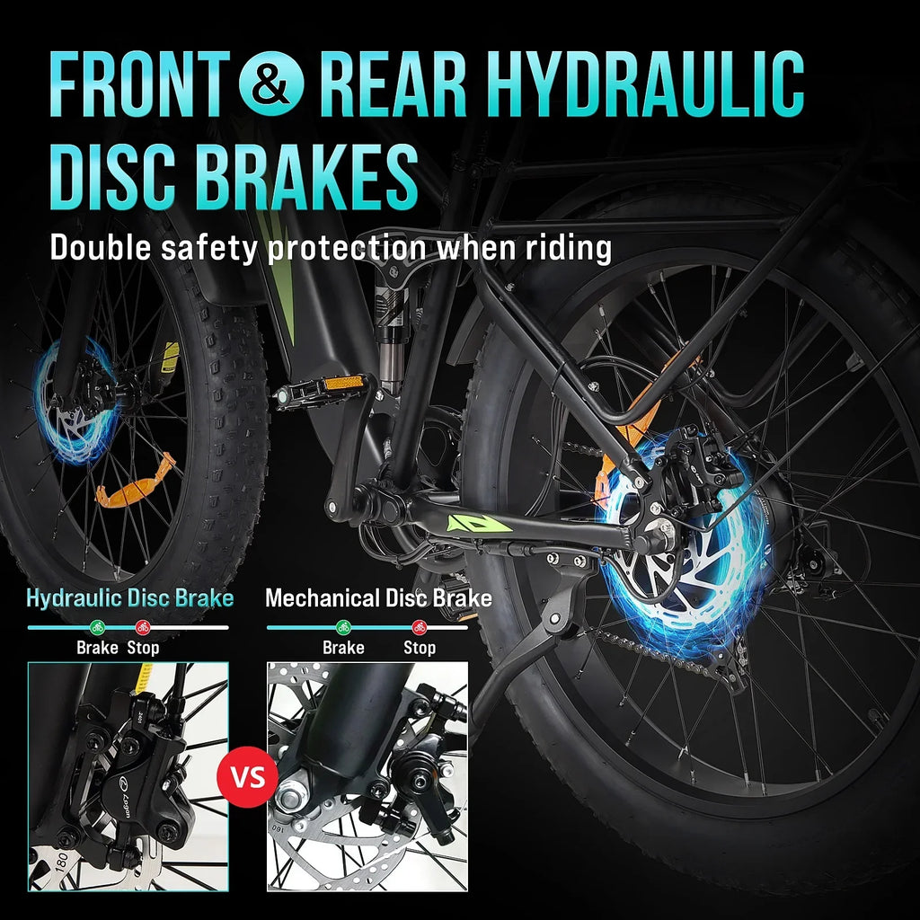 2026 NewElectric Bike for Adults,1000W E Bikes for Men,26" Fat Tire Electric Bikes,48V 17.5AH Battery,28MPH,7 Speed&Dual Hydraulic Disc Brakes,LCD Screen,60Miles Range,Electric Mountain Bicycle