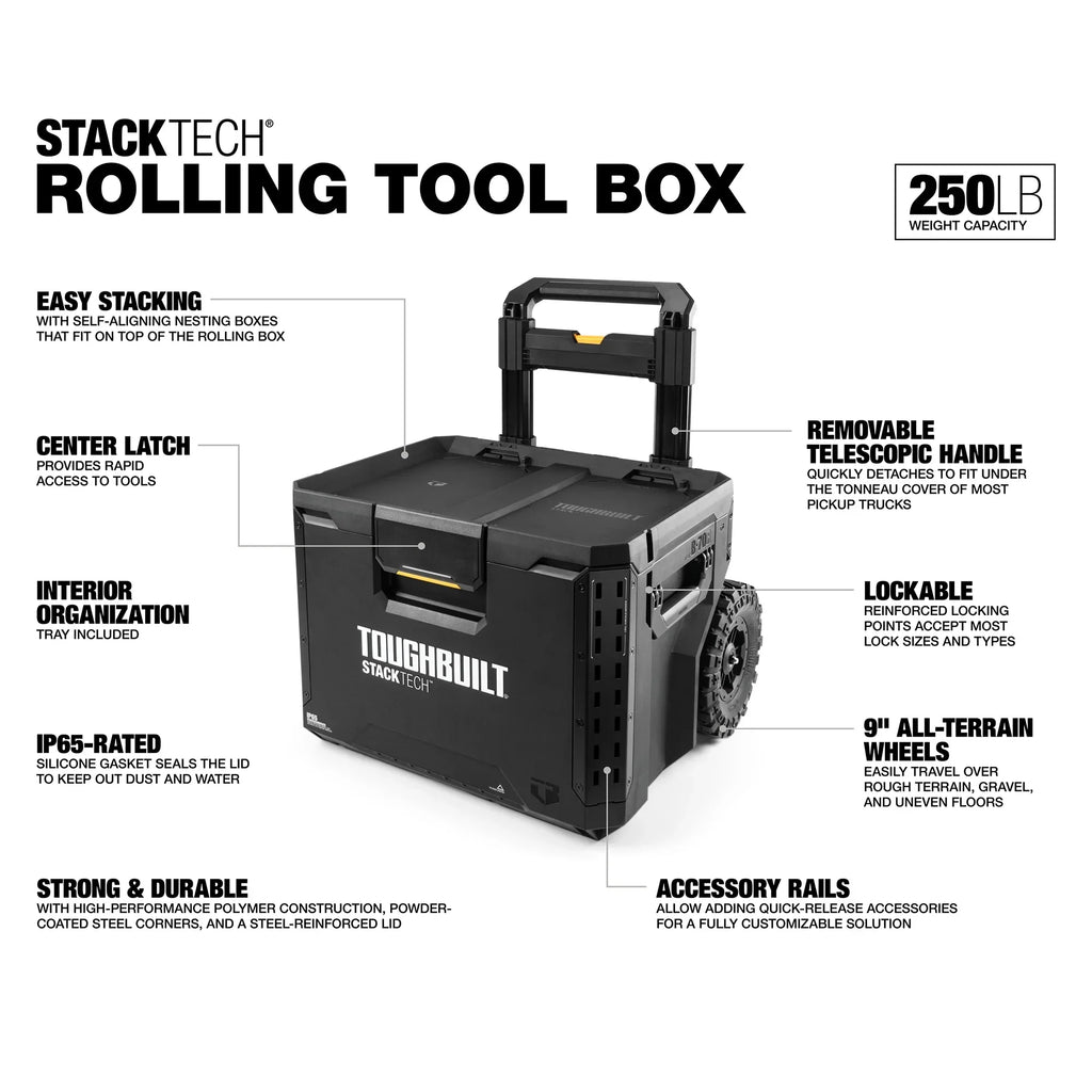 2026 NewToughBuilt Portable 2-in-1 Rolling Tool Box with Wheels & Stackable Design