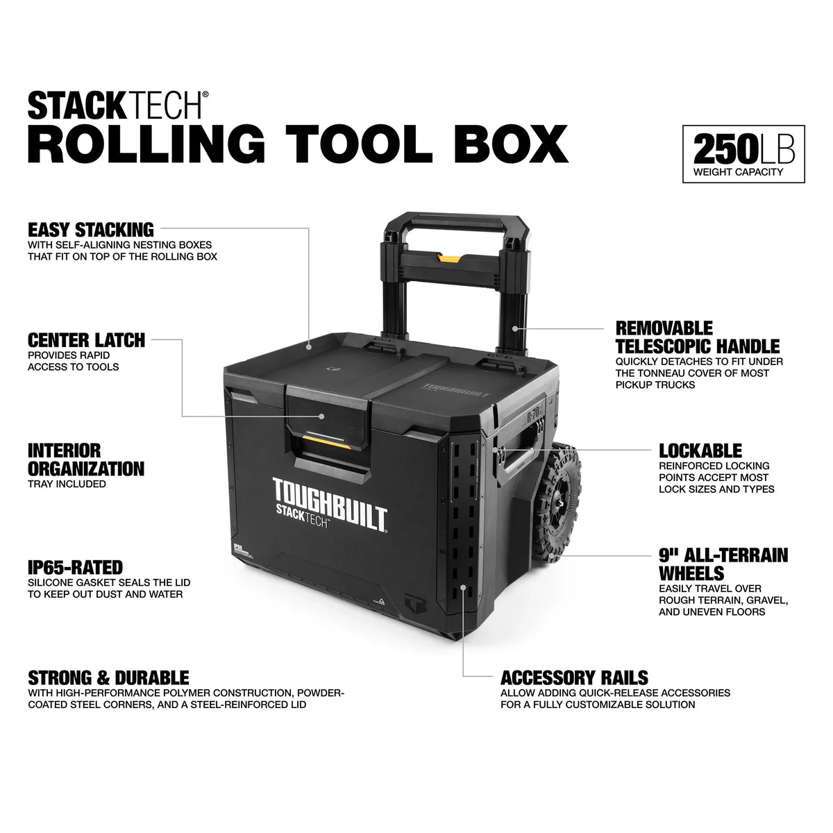 2026 NewToughBuilt Portable 2-in-1 Rolling Tool Box with Wheels & Stackable Design