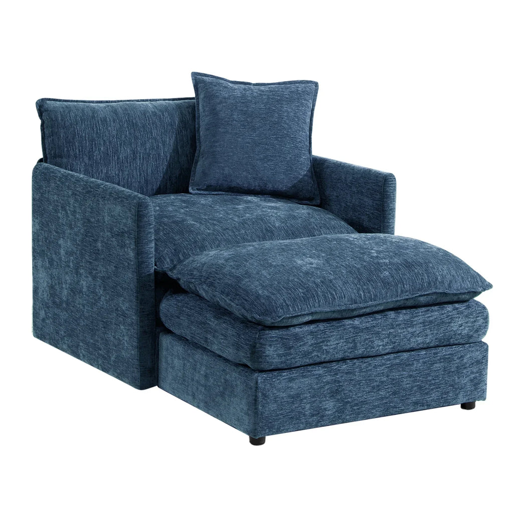 2026 NewMuumblus Oversized Lounge Chair with Ottoman, Cloud Accent Armchair for Living Room, Beige Chenille