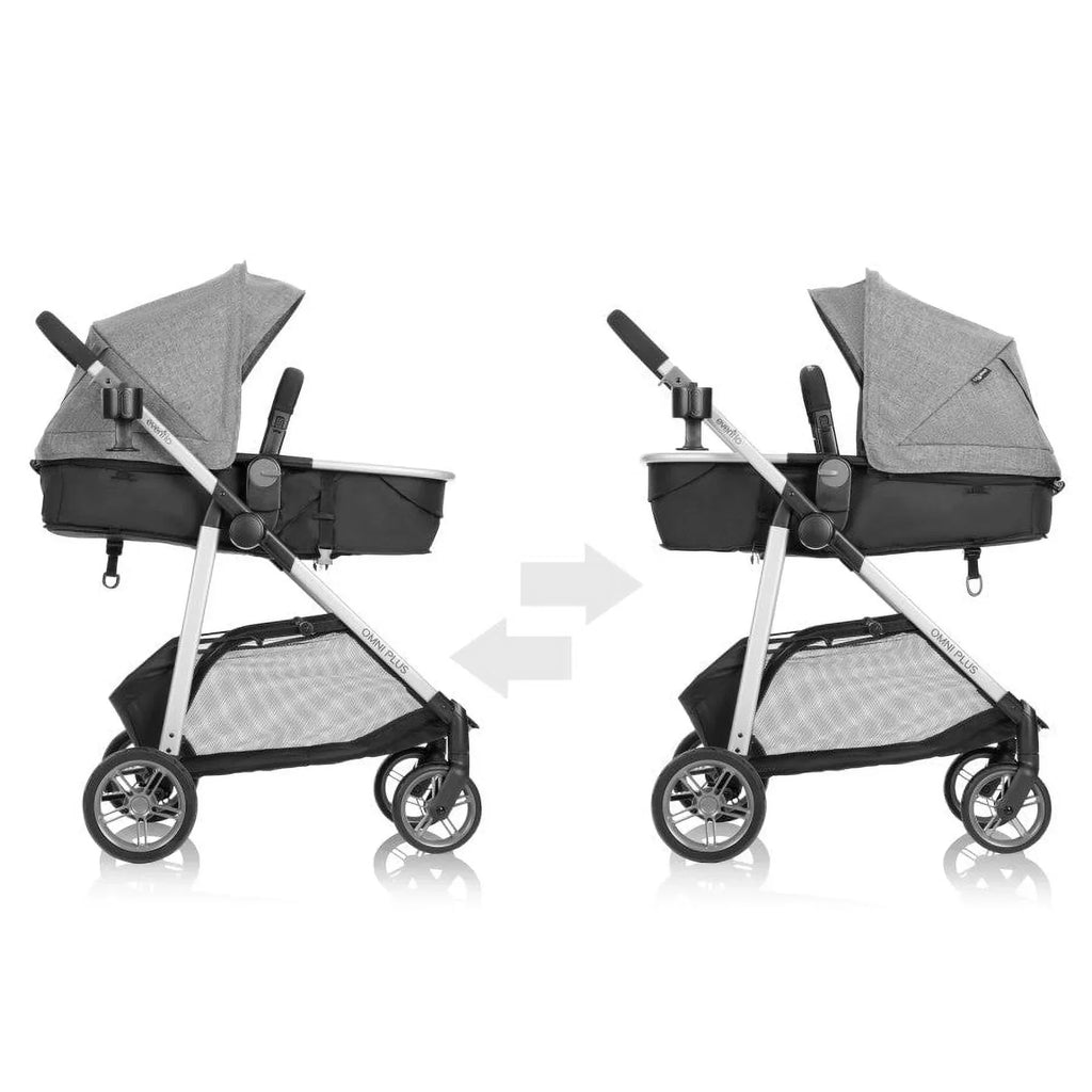 2026 NewEvenflo Omni Plus Modular Travel System with LiteMax Sport Infant Car Seat, Mylar Gray, Unisex