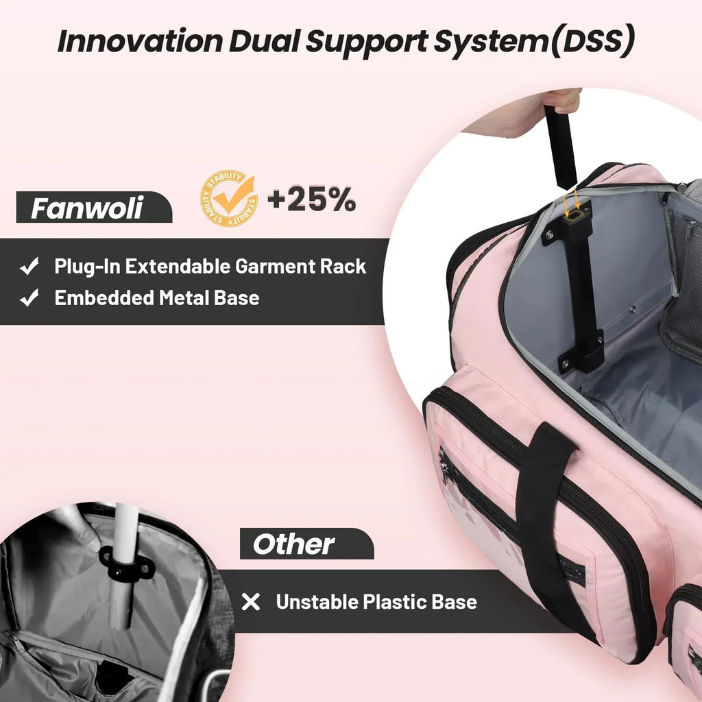 2026 NewFegat Dance Bag with Garment Rack - 28"Collapsible Rolling Competition Dance Duffle Bag Lightweight Costume Wheeled Suitcase for Dancers Shows Livestreamer Athletes