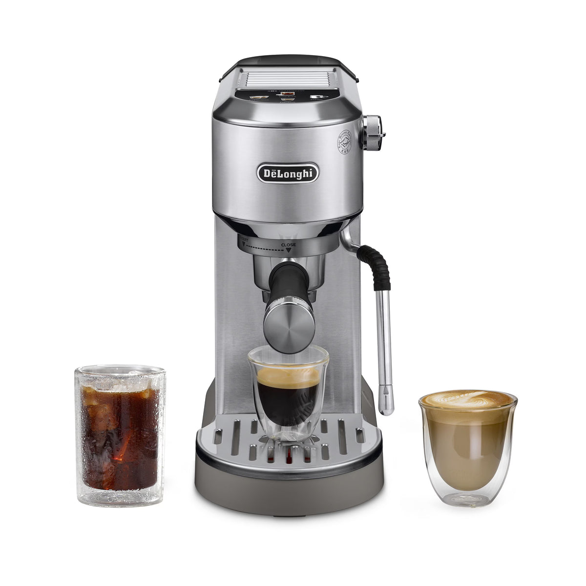 2026 NewDe’Longhi Dedica Duo Espresso Machine, Compact Size with Built in Frother for Latte Art, Brew Espresso, Cold Brew, Lattes & More, Stainless Steel