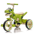 2026 NewXuanlur Kids Ride on Dinosaur Tricycle, Toddlers Kid Trike with Wide Flash Wheels, Anti-Slip Pedals, Rear Basket, Music & LED Lights, Toddler Bike Toys Gift for 3-6 Year Old Boys & Girls (Green)