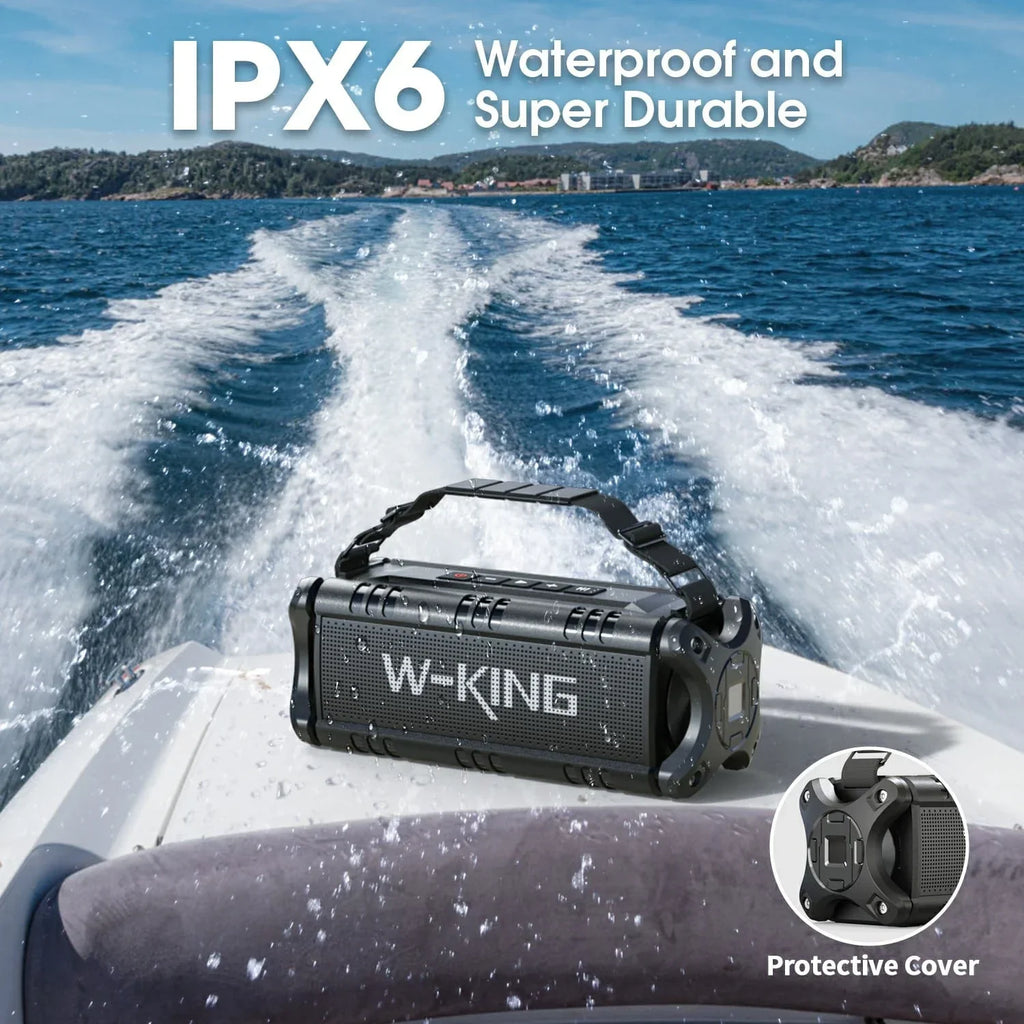 2026 NewW-King 50W Bluetooth Speakers, IPX6 Waterproof, Deep Bass, 30H, TWS, Black