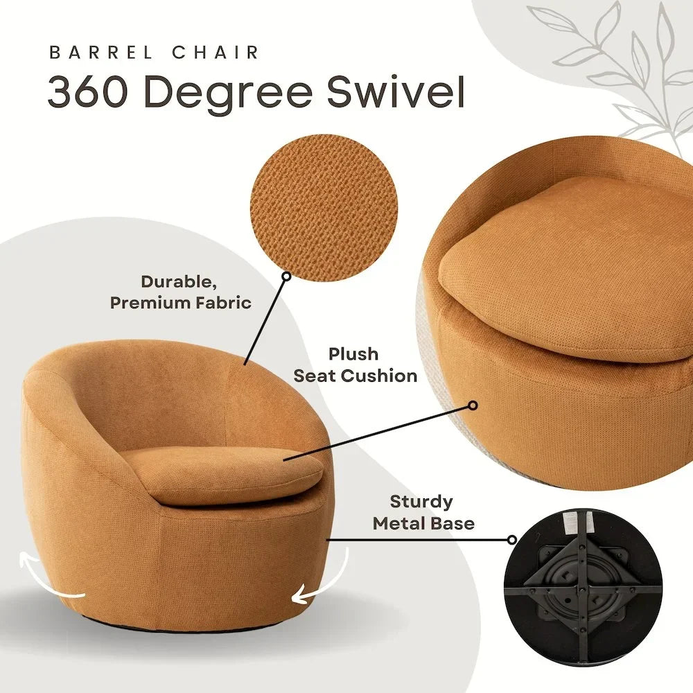 2026 NewRoundhill Furniture Winnie Modern Barrel Chair, 360" Swivel