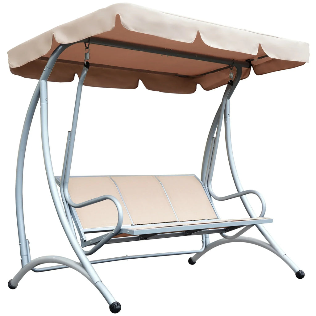 2026 NewOutsunny 3 Person Patio Swing Seats, Porch Swing with Stand & Adjustable Canopy, Heavy Duty Outdoor Swing Chair Bench for Adults, Black