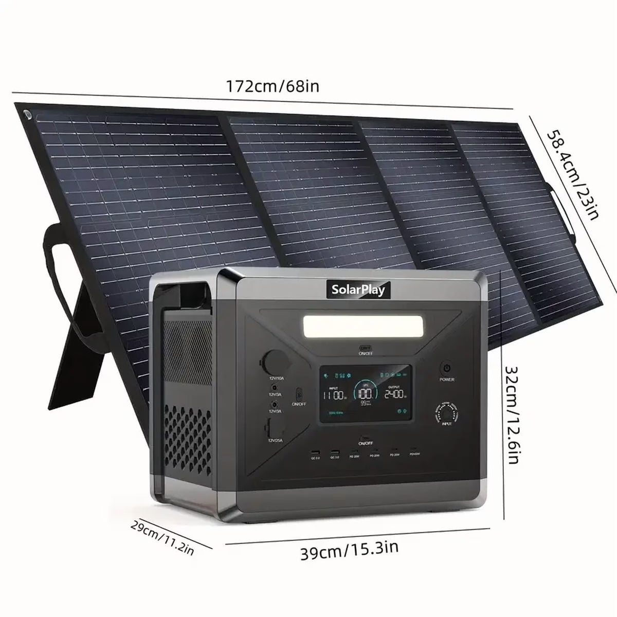 2026 NewSolarplay 2400W(4800W Peak) Solar Generator, with 400W Solar Panel,2160Wh Portable LiFePO4 Battery Power Station for Camping Home Backup RV