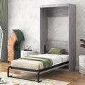 2026 NewEuroco Pine Wood Twin Size Murphy Bed, Convertible Wall Bed into A Cabinet, Gray