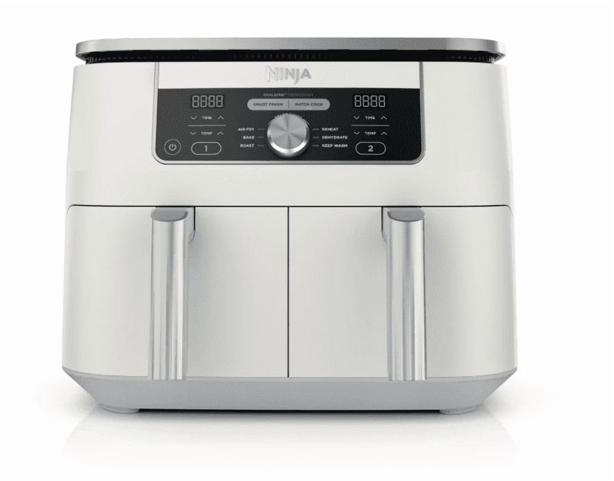 2026 NewNinja Foodi 6-in-1, 8 Quart 2-Basket Air Fryer with DualZone Technology -White