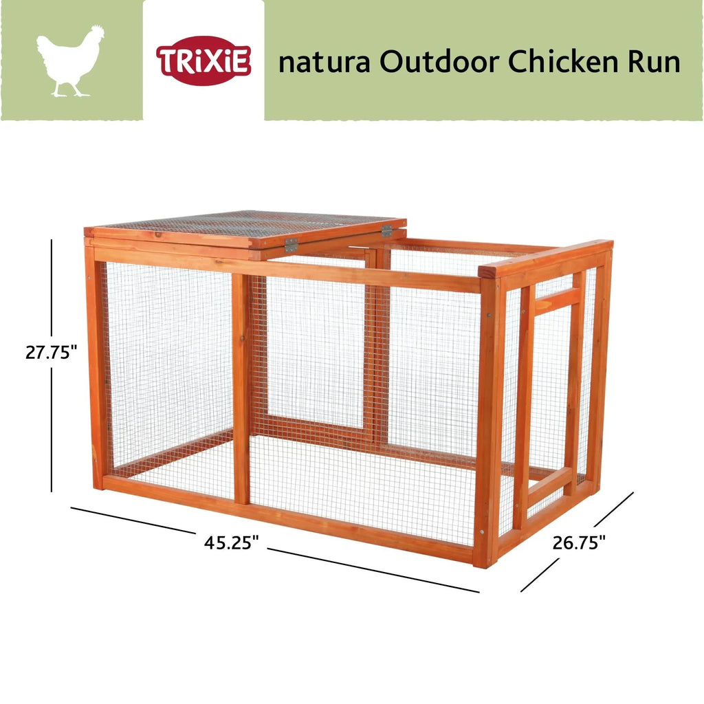 2026 NewTRIXIE Weatherproof Outdoor Wooden Chicken Coop with 2 Nesting Boxes & Run, Brown