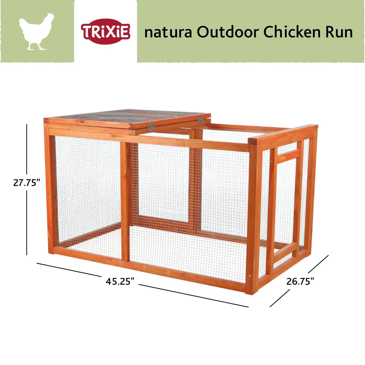 2026 NewTRIXIE Weatherproof Outdoor Wooden Chicken Coop with 2 Nesting Boxes & Run, Brown