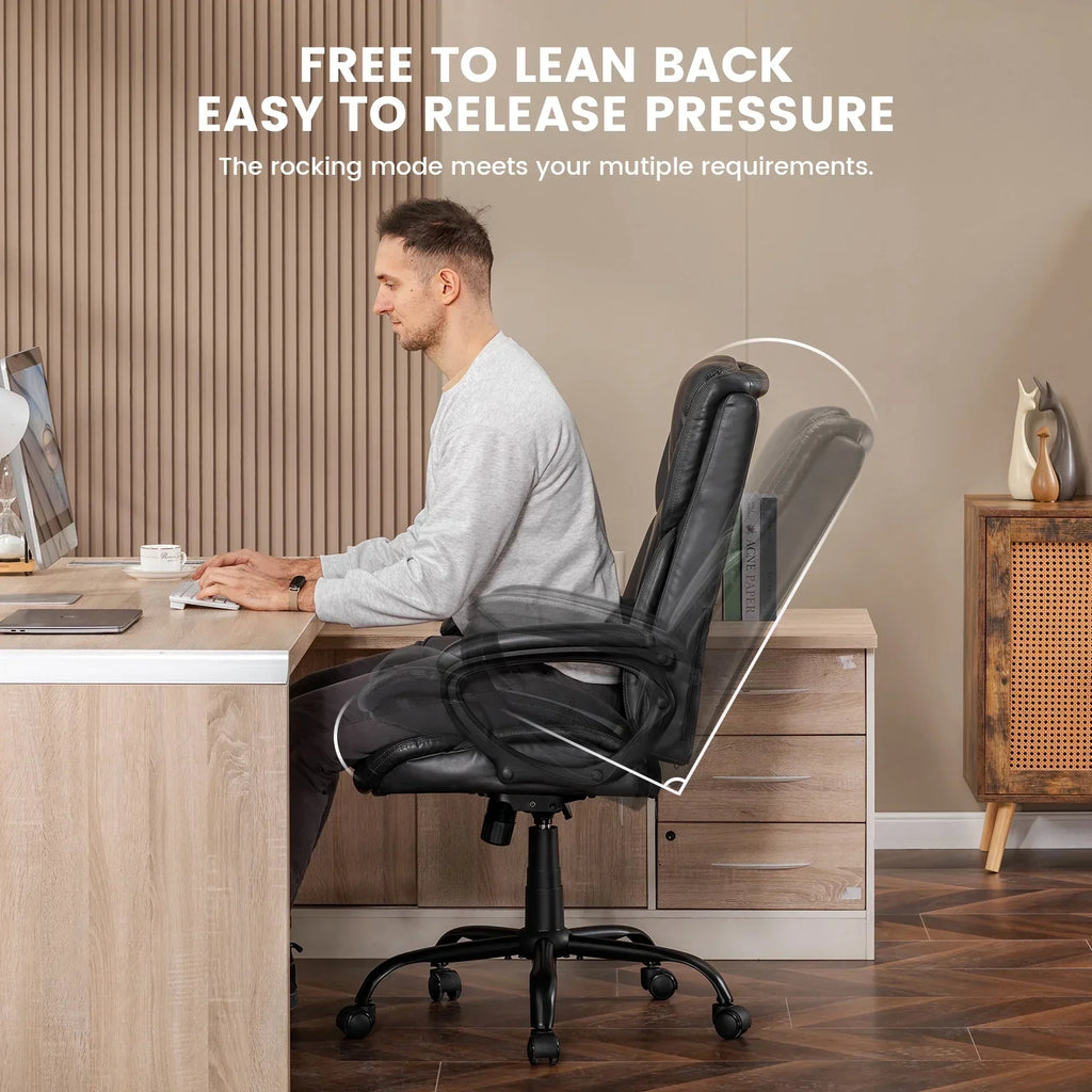 2026 NewMainstays Executive Ergonomic High Back Leather Home Office Desk Chair, Black