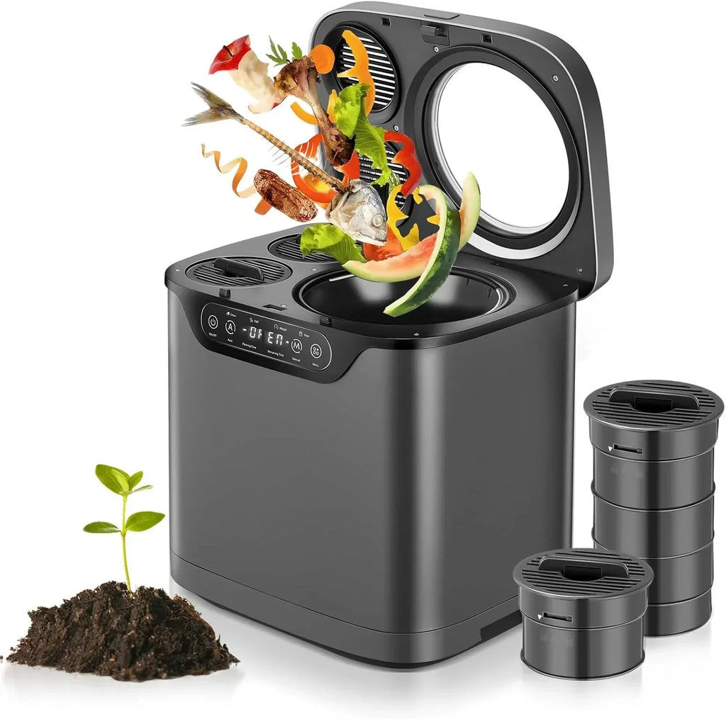 2026 New4L Electric Composter for Kitchen, Countertop Compost Bin Indoor with Visible Window, LED Display