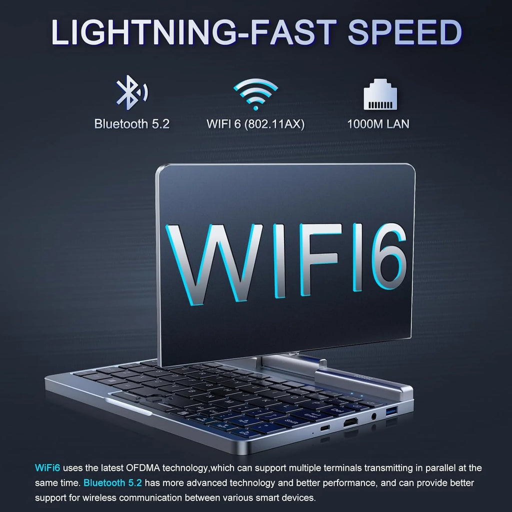 2026 Mini Portátil 8" 2 en 1, Ordenador Portátil Win 11, N150 (hasta 3.6 GHz), 12 GB RAM 1 TB SSD, Pantalla Táctil HD, Teclado Retroiluminado, Wi-Fi 6, USB-C, PC Ligero y Portátil para