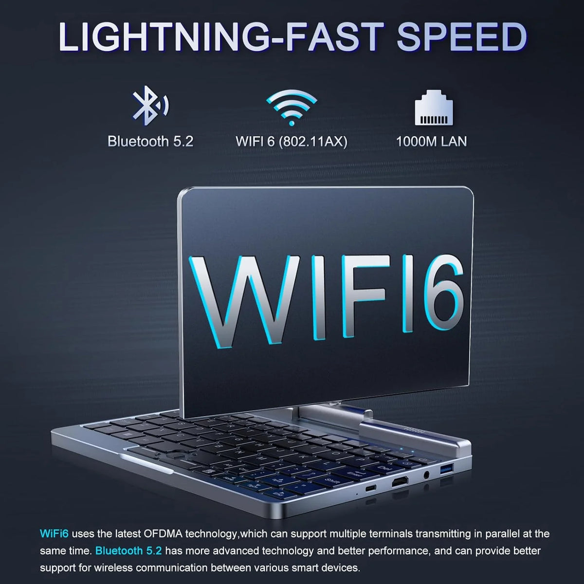 2026 Mini Portátil 8" 2 en 1, Ordenador Portátil Win 11, N150 (hasta 3.6 GHz), 12 GB RAM 1 TB SSD, Pantalla Táctil HD, Teclado Retroiluminado, Wi-Fi 6, USB-C, PC Ligero y Portátil para