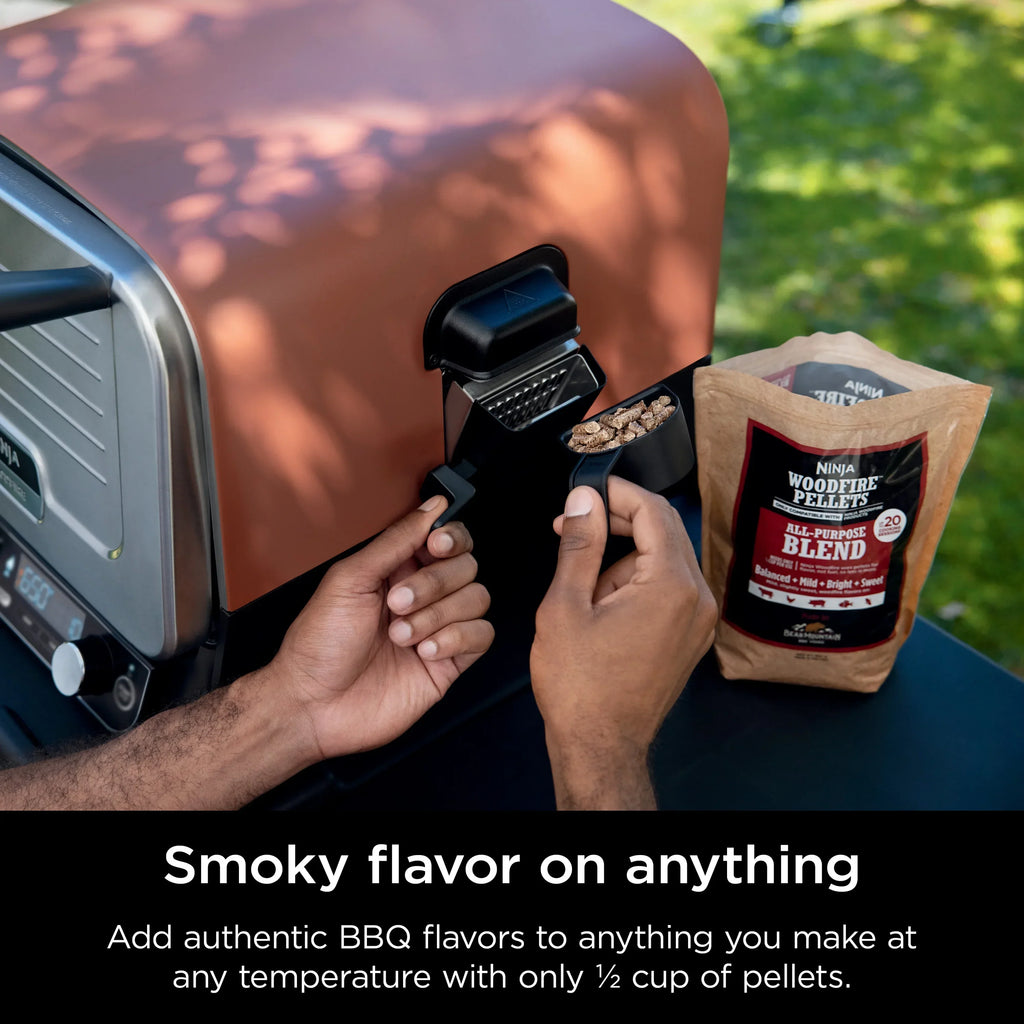 2026 NewNinja Woodfire Pizza Oven, 5-in-1 outdoor oven, 5 Pizza Settings, Ninja Woodfire Technology, up to 700" F heat, BBQ smoker, Electric
