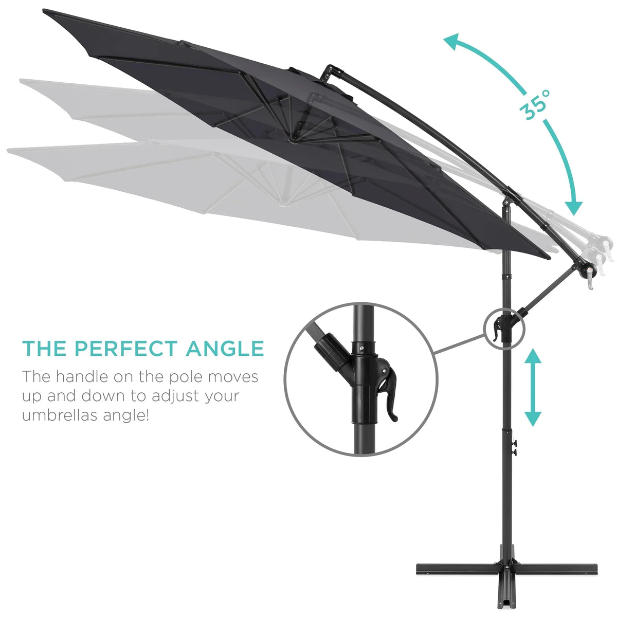 2026 NewBest Choice Products 10ft Offset Hanging Outdoor Market Patio Umbrella w/ Easy Tilt Adjustment - Tan
