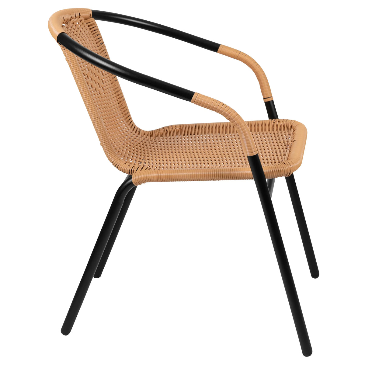 2026 NewEmma + Oliver Indoor/Outdoor Stacking Rattan Restaurant Patio Chairs, Set of 2, Gray