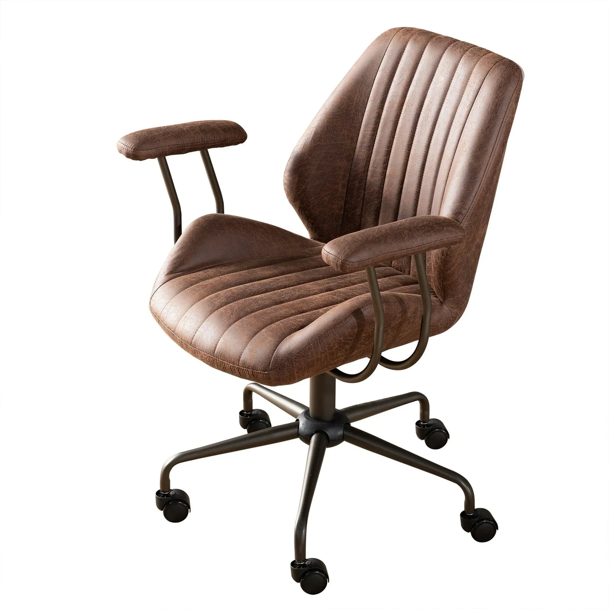 2026 NewOvios Ergonomic Office Chair Modern Computer Desk Suede Fabric Desk Chair with Lumbar Support for Home Office