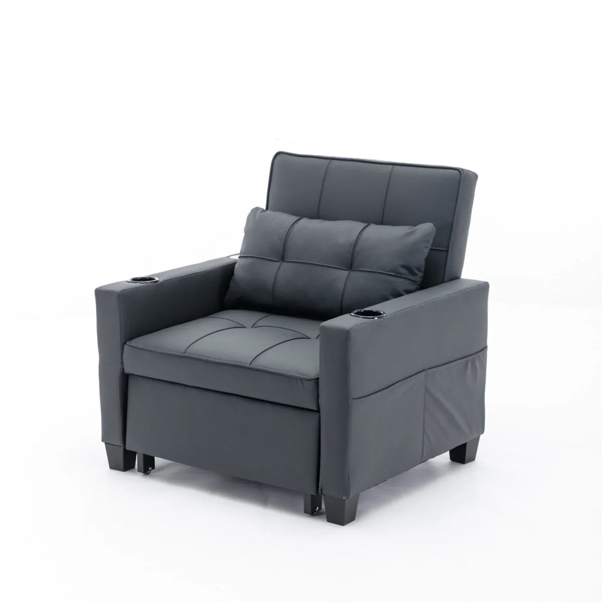 2026 NewConvertible Futon Sofa Bed, 3-in-1 Multi-Functional Sleeper Chair Bed with USB Ports, Adjustable Backrest Recliner,for Living Room Bedroom Small Space, Tech Cloth, Dark Grey