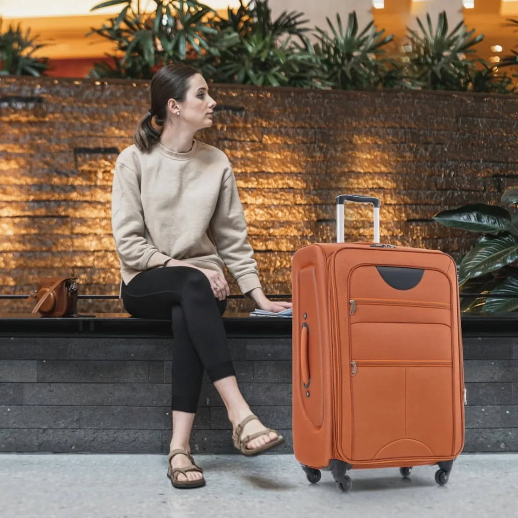 2026 NewSoftside Luggage Expandable 3 Piece Set Suitcase Upright Spinner Softshell Lightweight Luggage Travel Set
