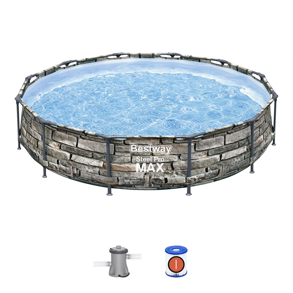 2026 NewBestway Steel Pro MAX 12' x 30" Above Ground Outdoor Swimming Pool Set