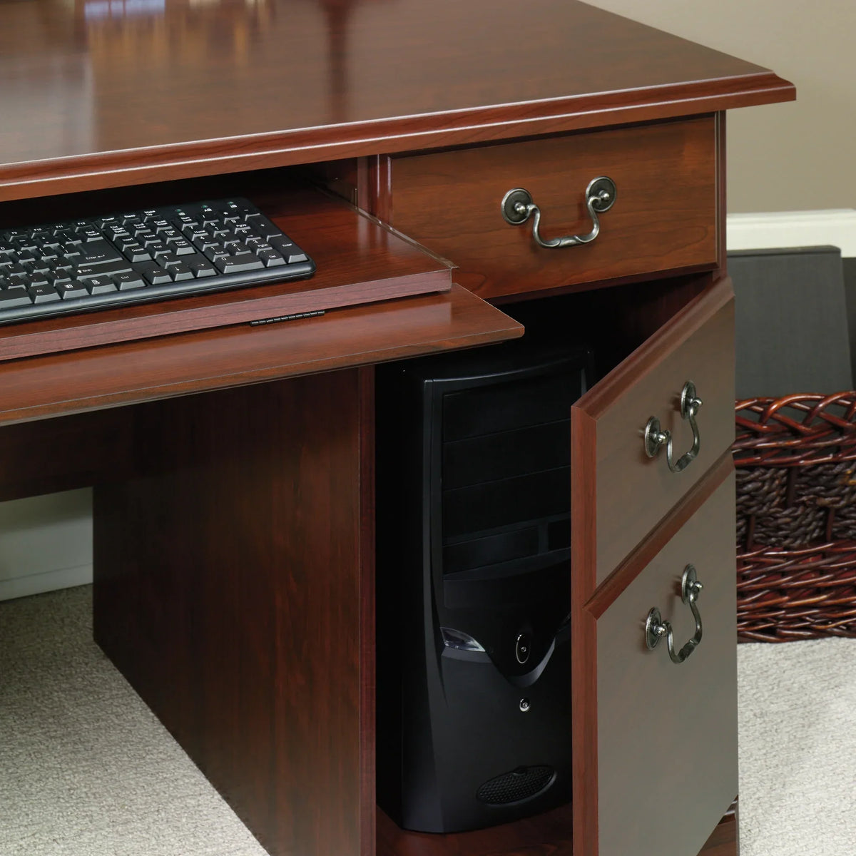 2026 NewSauder Heritage Hill Computer Desk, Classic Cherry Finish