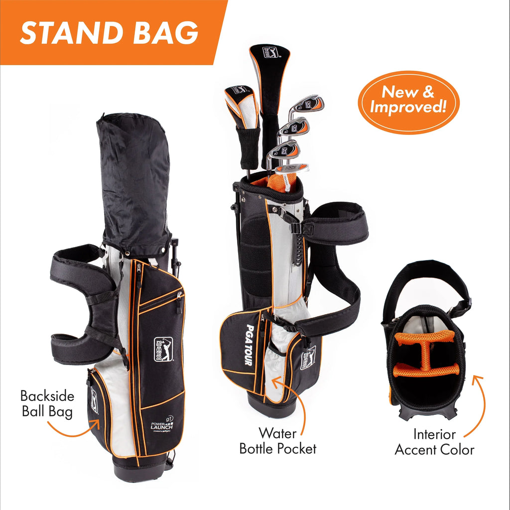 2026 NewPGA Tour Right-Handed 10 Piece Kids Golf Club Stand Bag Set; Player Height 4'8 - 5'2", Ages 8-12