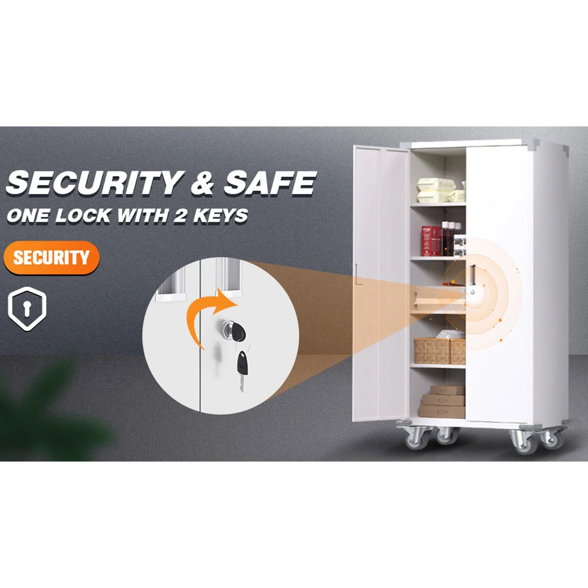 2026 NewAobabo 72 Inch Locking Storage Cabinet w/ Adjustable Shelves, Gray