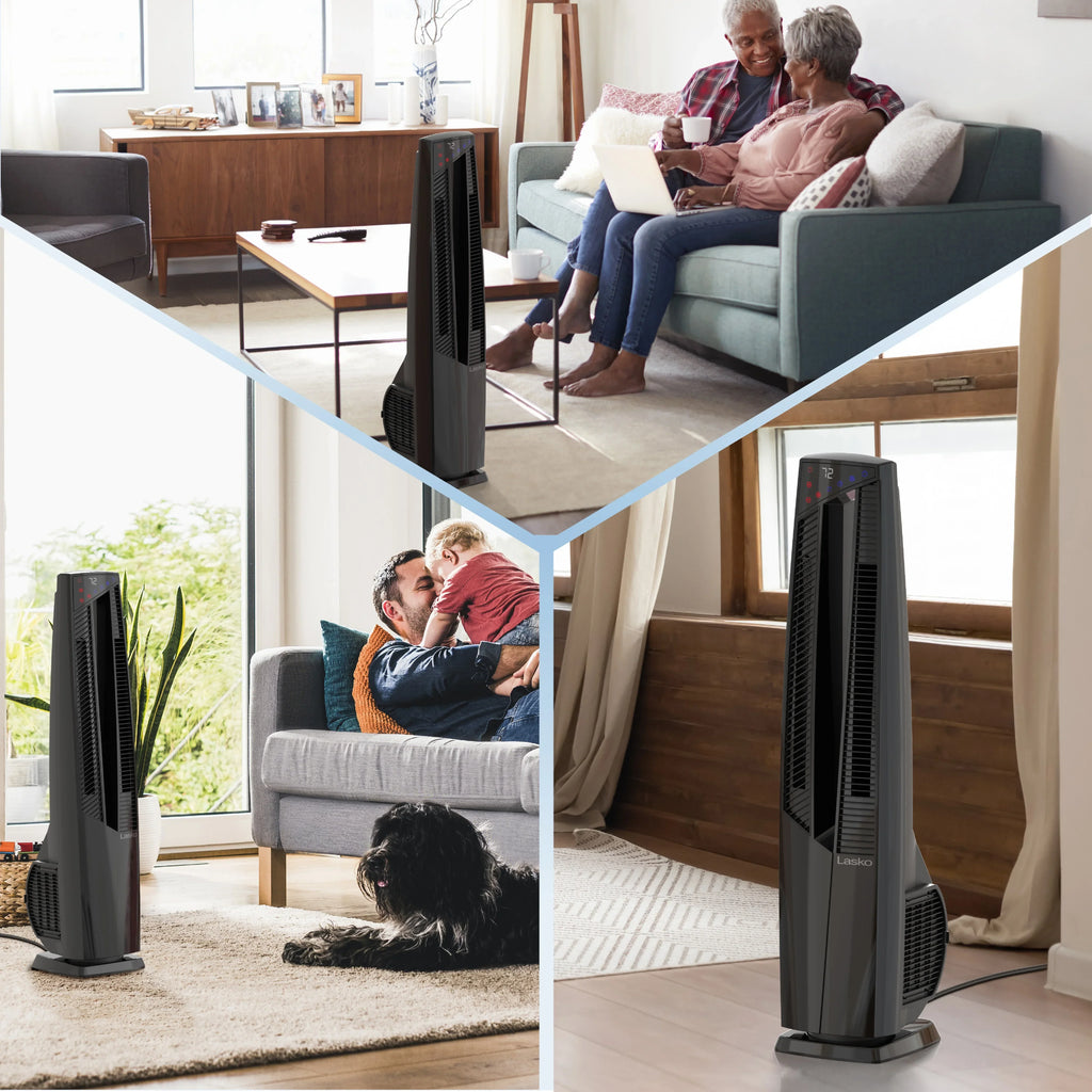 2026 NewLasko 38" Duo Comfort High Velocity Fan and Electric Ceramic Space Heater, Remote, Black, FHV801